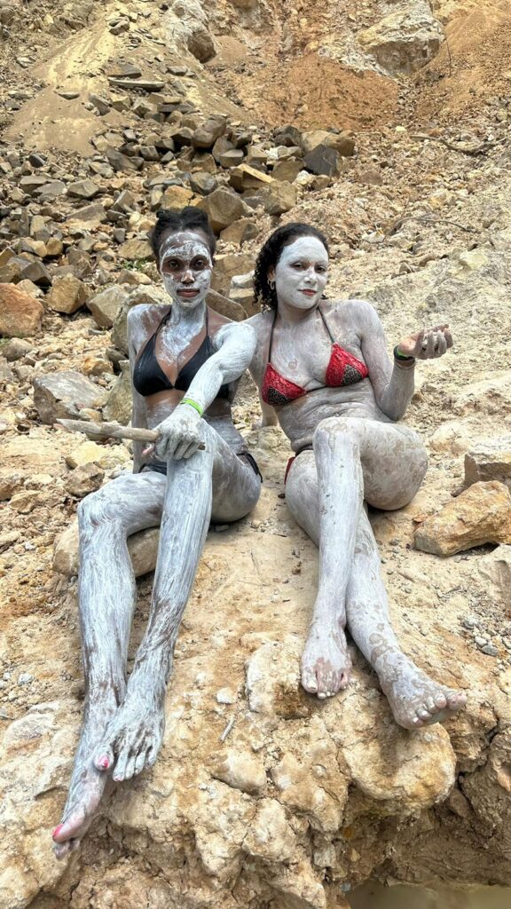 Covered in volcanic mud seeped in minerals in Costa Rica